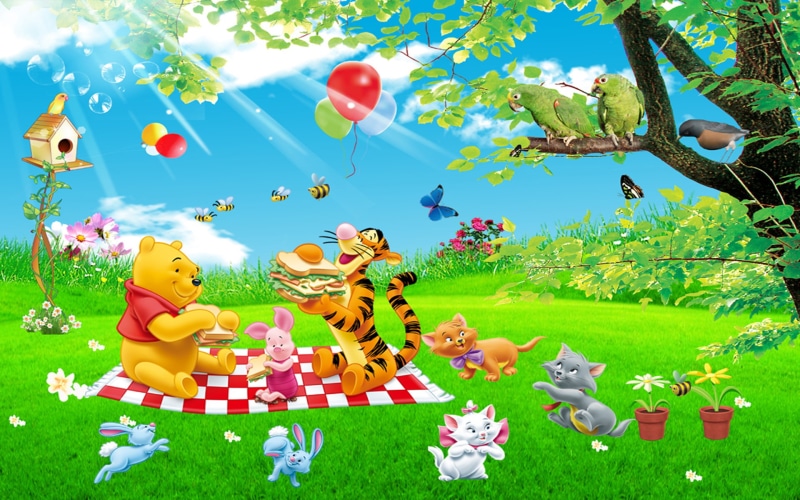 summer, full, hd, winnie, cartoon, picnic, piglet, nature, tigger, toast, pooh, sndvich, 1080P
