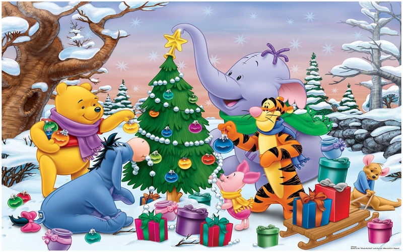 desktop, tree, winnie, cartoon, phones, decorating, christmas, hd, gifts, friends, 1080P, pooh, mobile, laptops