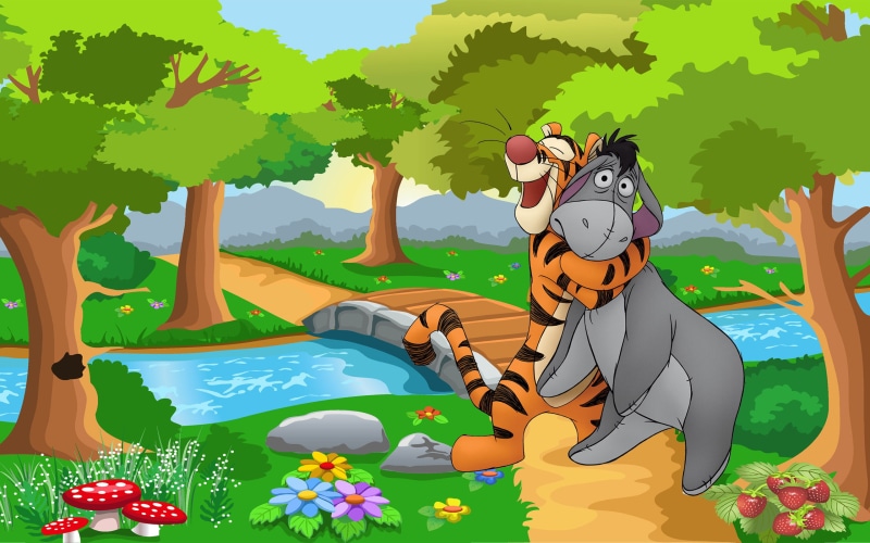 2K, cartoon, hd, winnie, eeyore, tigger, pooh