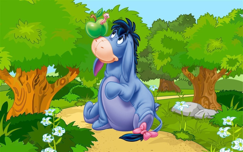 eeyore, hd, gray, desktop, apple, donkey, winnie, 1080P, worm, pooh