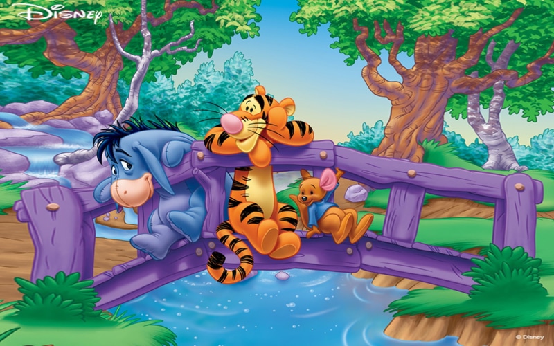 desktop, pooh, laptops, eeyore, friendship, river, roo, hd, winnie, bridge, 1080P, tigger, cartoon, fence, tablet