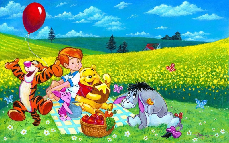 piglet, nature, pooh, eeyore, winnie, cartoon, picture, 1080P, hd, tigger, picnic