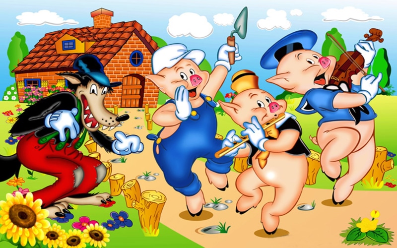 hd, three, cheerful, disney, wolf, 1080P, piglets, pigs, photo, little