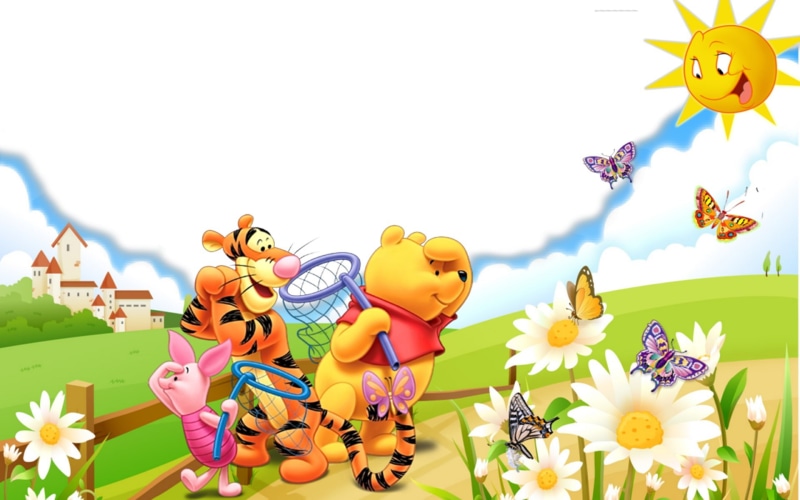 resolution, hunting, desktop, 1080P, spring, pooh, butterfly, piglet, tigger, winnie, hd