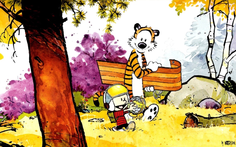 hobbes, 720P, sled, photo, tigger, hd, holding, calvin, and, cartoon/comic