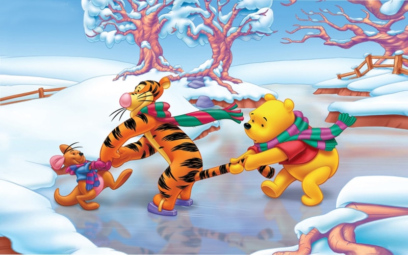 game, skating, hd, winnie, winter, roo, tigger, ice, pooh, kangaroo, 1080P