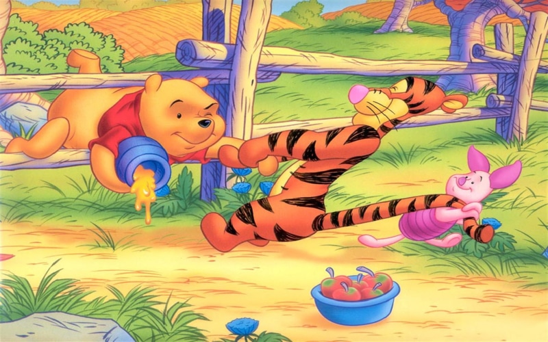 pooh, 1080P, wooden, fence, winnie, hd, piglet, tigger