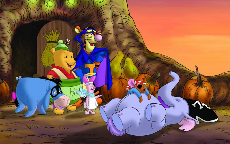 representation, multi colored, disney, decoration, lighting equipment, halloween, creativity, sky, nature, piglet, puzzle, winnie, 4K, pooh