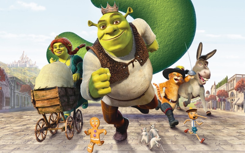 Pinocchio, Princess Fiona, cookie, Shrek, day, human representation, art and craft, Fiona, Donkey, multi colored, no people, crown, cartoon, 1080P, statue