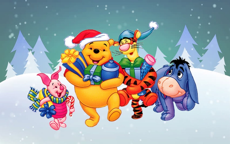 pooh, friends, gifts, cartoon, hd, 2K, winnie, christmas
