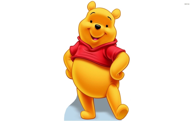 Winnie The Pooh, art and craft, cut out, studio shot, 1080P, yellow, indoors, still life, human representation, red, white background, TV Show, mammal
