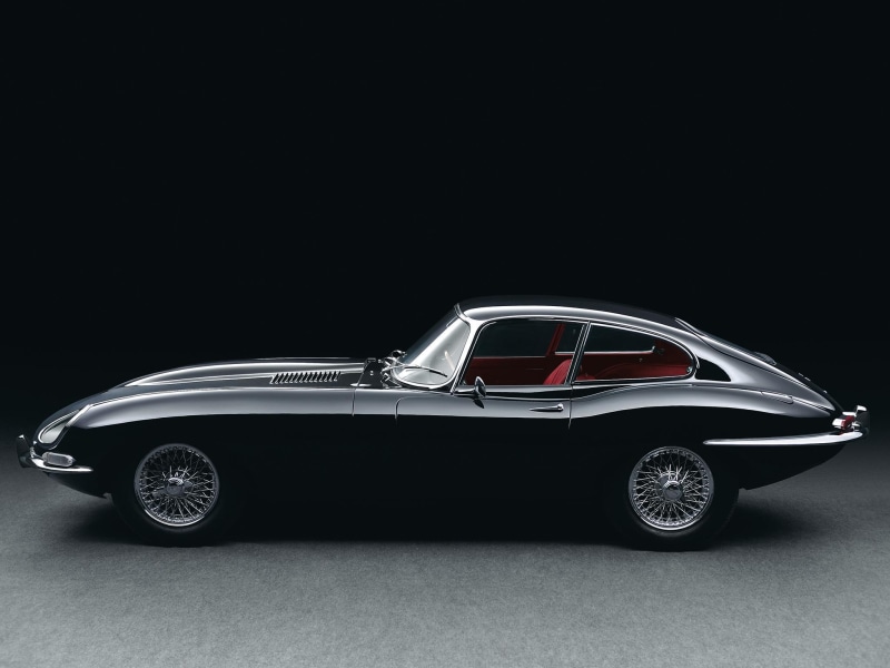 type, side view, 1961, e, 1080P, e-type, side, black, jaguar, retro, view
