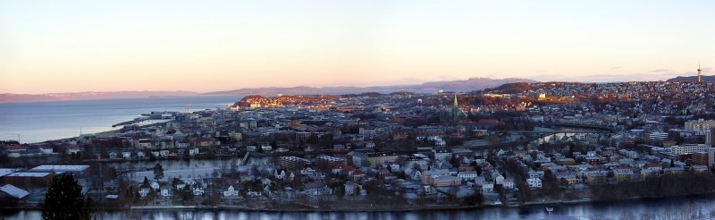 harbor, coastline, Trondheim, norway, residential district, urban Scene, night, sunset, city life, built structure, waterfront, building exterior, overlook