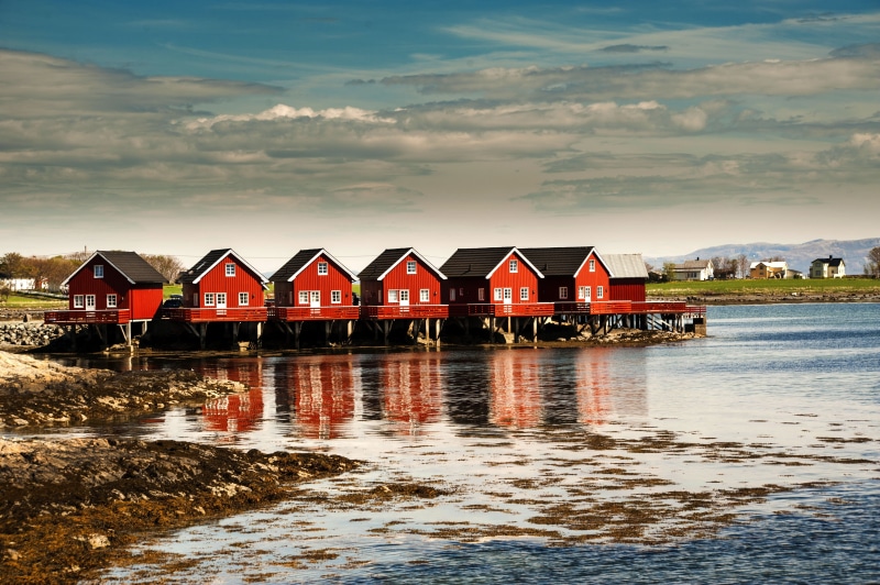 no people, beauty in nature, brekstad, beach, tranquility, near, sea, house, building exterior, 4K, reflection, nature, houses, built structure, multi colored