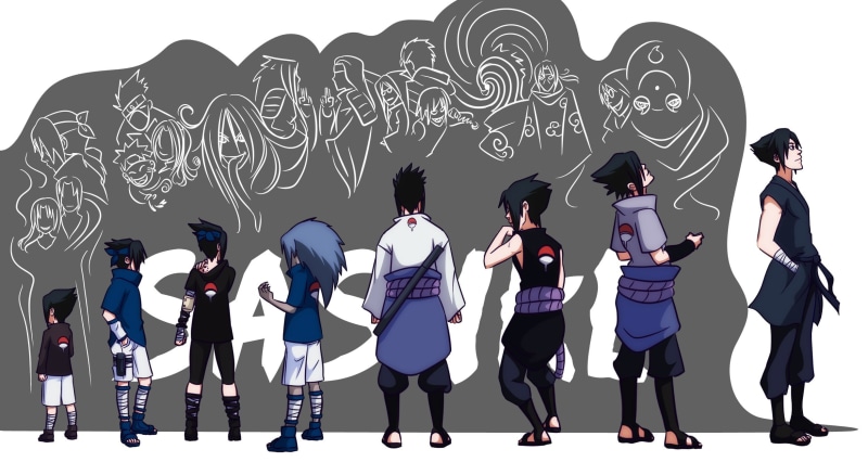 uchiha, 1080P, anime, doodle, naruto, evolution, mark, curse, sasuke, shippuden