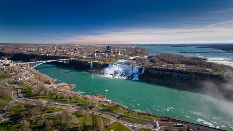 falls, Canada, 2K, photograph, niagara, Ontario, panorama, Niagara Falls, aerial, river, bridge