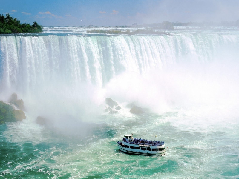 waterfall, mode of transportation, ship, flowing water, flowing, passenger craft, travel, beauty in nature, day, sport, long exposure, sea, water, travel destinations
