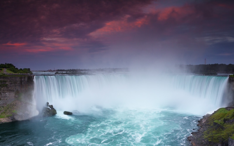 sunset, Niagara Falls, nature, waterfall, sky, landscape, HDR, 2K