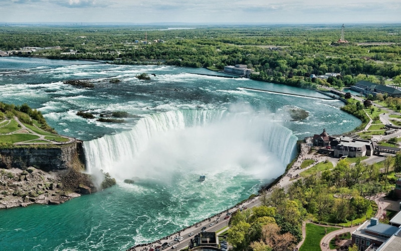 no people, niagara Falls, tourism, travel, built structure, waterfall, summer, high angle view, flowing water, day, expensive, long exposure, power, power in nature