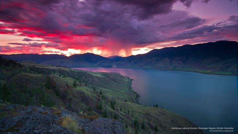 sunset, region, okanagan, lake, kamloops, british, 2K, North America, columbia