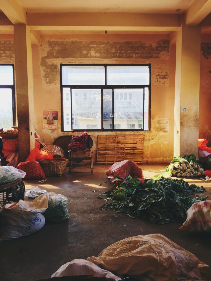 freshness, domestic room, glass - material, 4K, market, myanmar, sunlight, grocery, bags, day, wall, built structure, nature, food, house, building, mandalay