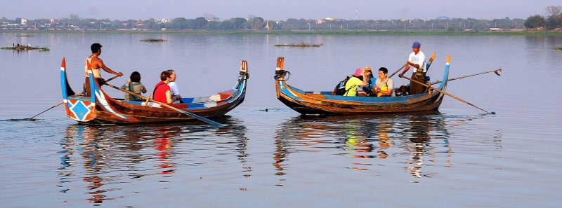 u-bein, 5K, transportation, mynamar, travel, reflection, adult, men, sitting, people, nature, group of people, women, outdoors, trip, bridge, boat, mode of transportation