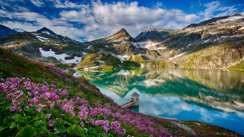 environment, sky, salzburg, cloud - sky, water, plant, national park hohe tauern, beauty in nature, mountain range, spring, snowcapped mountain, tranquility