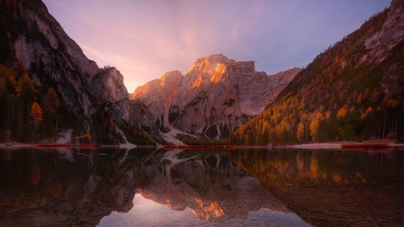 lake, nature, idyllic, wilderness, dolomite mountains, cloud - sky, outdoors, sky, morning, italy, environment, 1080P, mountain, non-urban scene, beauty in nature
