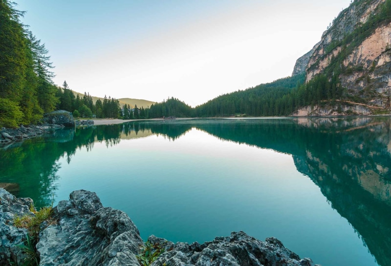 no people, mountain, landscape, tree, tranquil scene, 1080P, clear sky, pragser wildsee, reflection, mountain lake, body, rock - object, south tyrol, forest