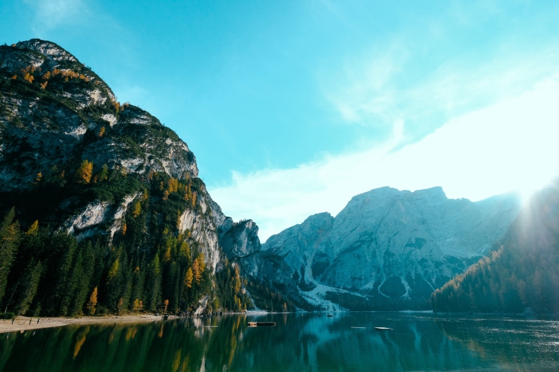 turquoise colored, lago di braies, conifer, nature, glacier, crest, mountain peak, reflection, no people, formation, scenery, tranquility, ice, tranquil scene