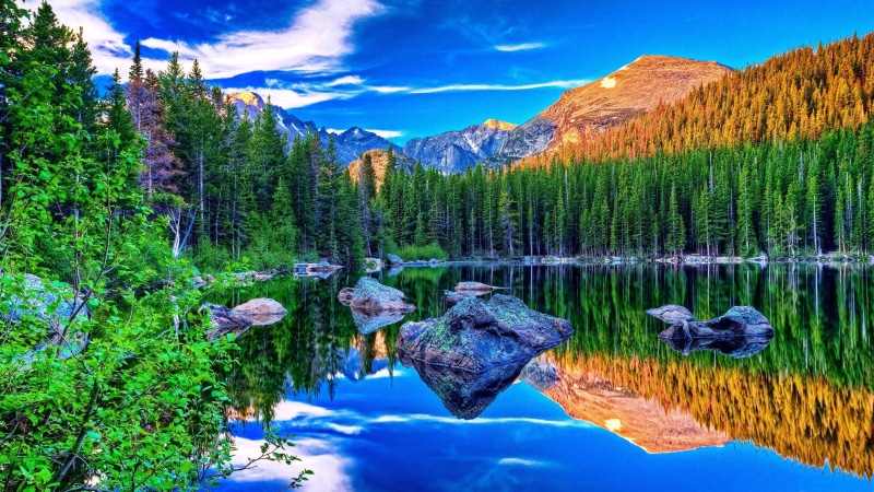 beautiful, mountain, clouds, lake, 2K, desktop, rocks, picture, water, hd, british, canada, sky, blu, hoover, columbia