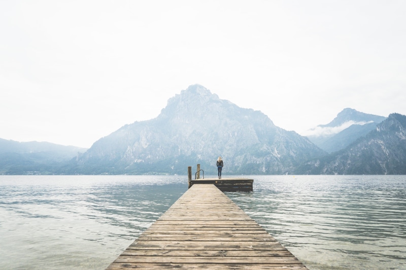 water, women, mountains, thoughts, wooden, cold, snow, solitude, adult, color Image, sky, Lake, feelings, caucasian Ethnicity, the way forward, trip, wood - Material