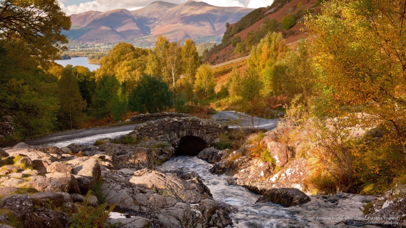 lake, ashness, Fall, bridge, 2K, england, district, cumbria
