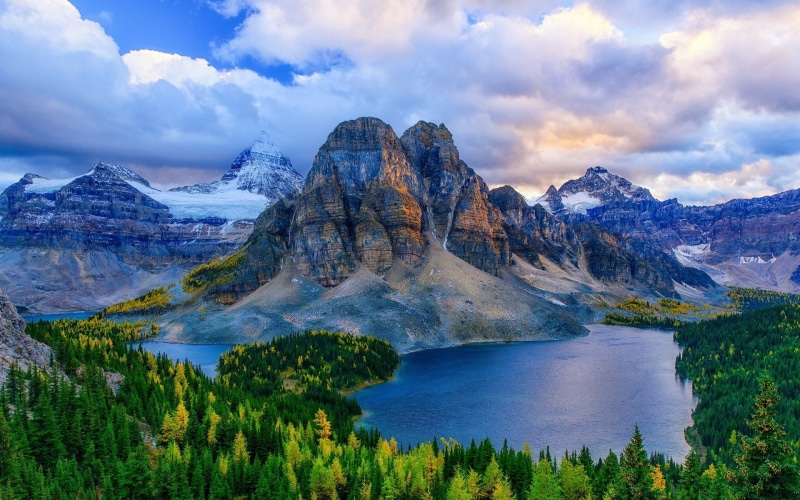Forest, Alberta, Autumn, Canada, Mountains, 1080P, Lakes