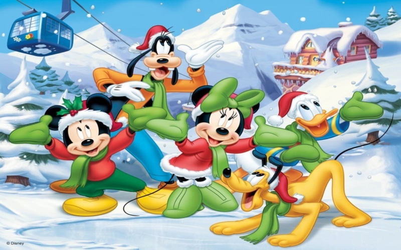 friends, fluffy, christmas, snow, hd, mickey, pcs, puzzla, trefl, winter, mouse, 1080P