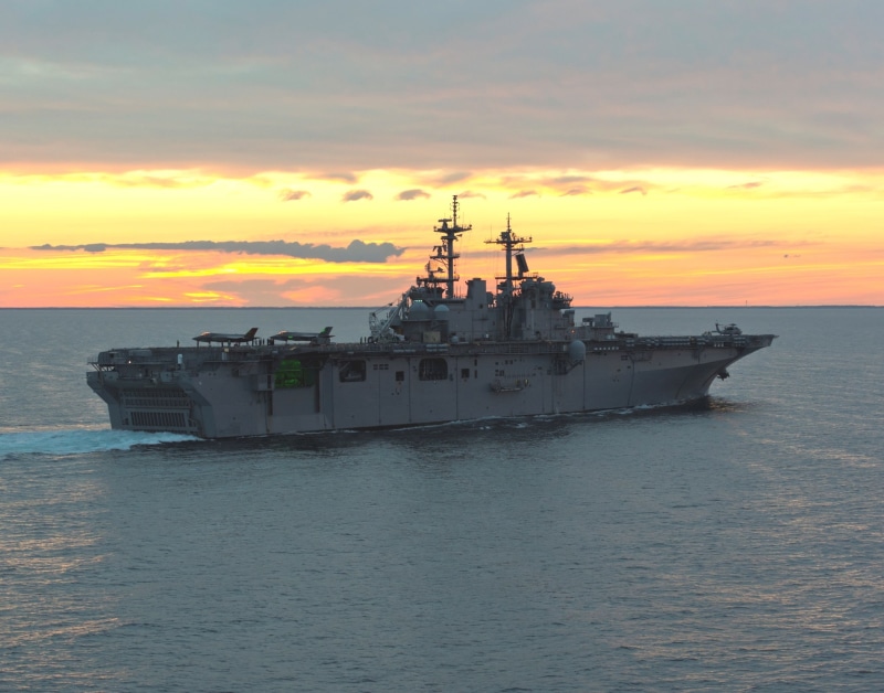 sunset, scenics - nature, sea, no people, beauty in nature, cloud - sky, outdoors, warship, USS Wasp, nature, military, United States Navy, waterfront