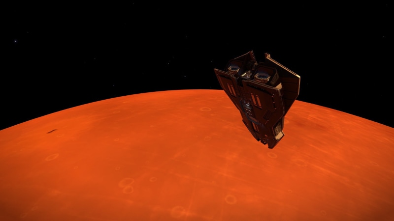 close-up, spaceship, single object, ornate, orange color, red, indoors, video games, illustration, copy space, Elite: Dangerous, still life, black background