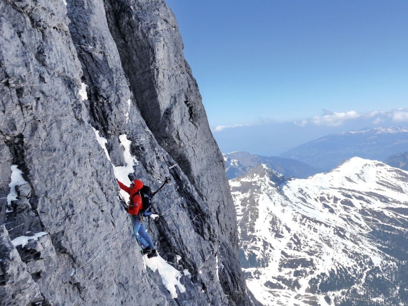 scenics - nature, day, leisure activity, activity, 720P, mountain climbing, cold temperature, non-urban scene, winter, real people, rock, formation, adventure