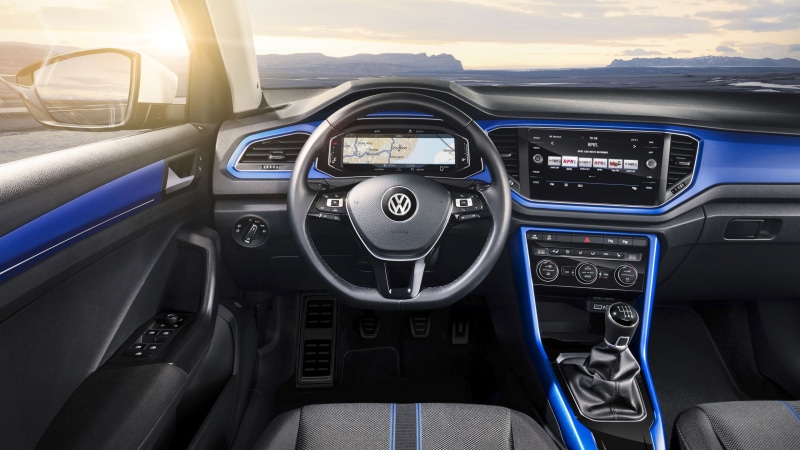 black, 2K, Volkswagen T-Roc, 4k, steering, wheel, 2020 Cars, interior, volkswagen