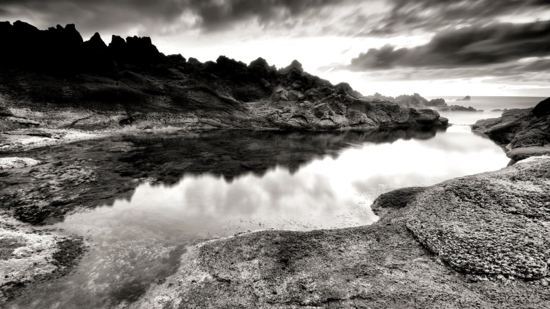 1080P, photography, cloud, landscape, scale, gray, mountain, roc, black, river, white