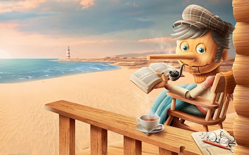 1080P, book, sand, 1920x1200, digital art, pinocchio, old, shore, graphics, beach, photo