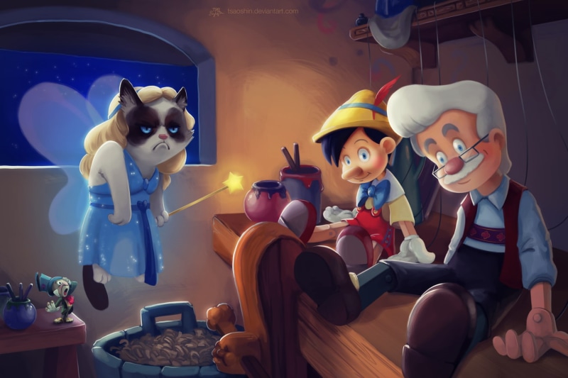 Grumpy Cat, Gepetto, 720P, Humor, Movie, Pinocchio