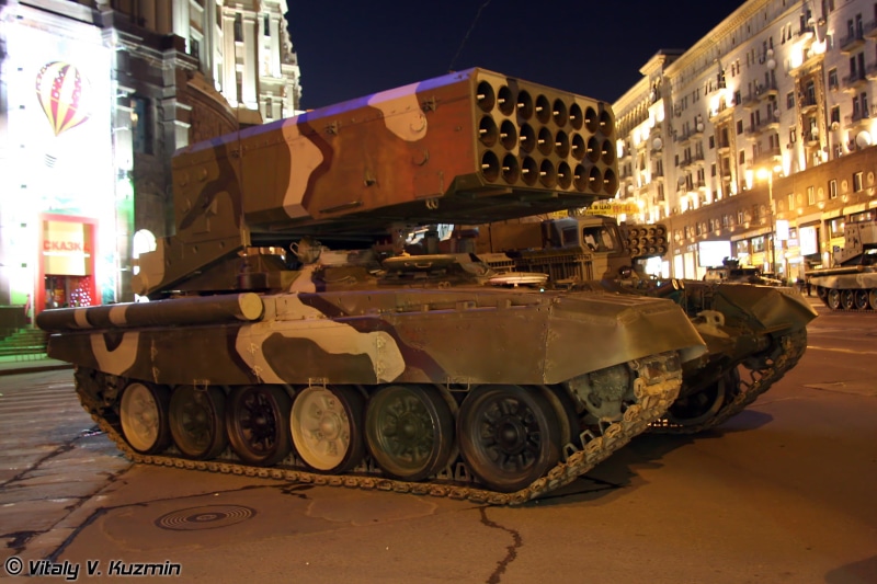 no people, motor vehicle, car, city, Russia, military, building exterior, nature, tank, TOS-1, white, armored tank, night, land vehicle, 1080P, Pinocchio