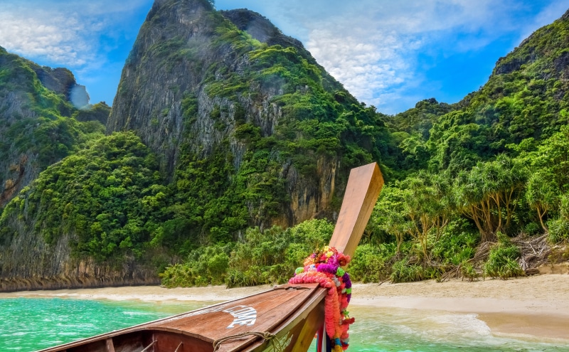 Tour, no people, transportation, Trip, Beautiful, Water, Beach, tranquil scene, Boat, LongtailBoat, day, Exotic, Tropical, Asia, tourism, scenics - nature
