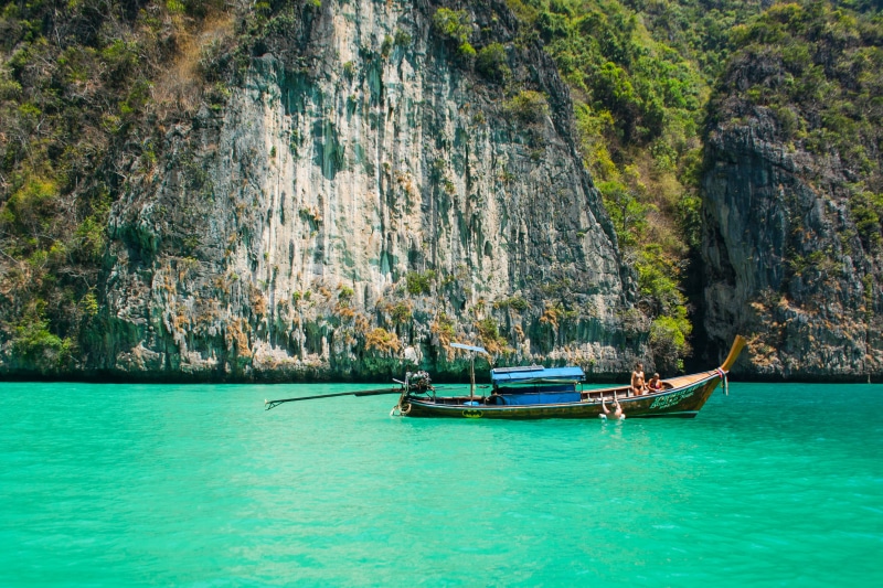 island, ocean, outdoors, nautical Vessel, summer, scenics - nature, asia, beach, landscape, seascape, land, no people, blue, mountain, rock, transportation