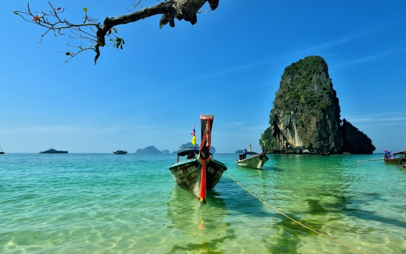 Island, Sea, Beach, Railay, Boats, 2K, Thailand