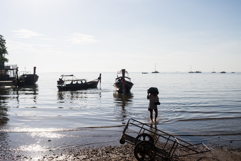 thailand, water, railay beach, leisure activity, scenics - nature, women, 4K, nautical vessel, lifestyles, asian people, boats, asia, sky, ocean, two people