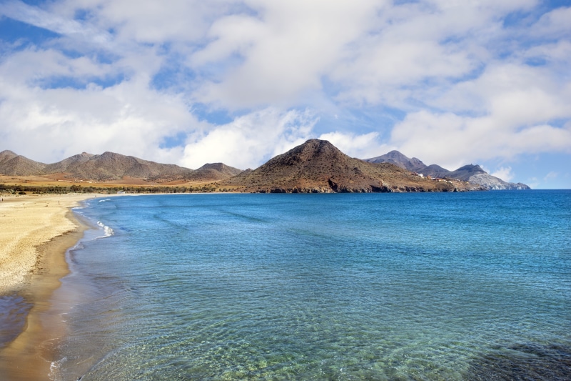 no people, beach, beauty in nature, clouds, 5K, blue, sea, waterfront, costa, tranquility, nature, almeria, water, cloud - sky, land, day, tranquil scene
