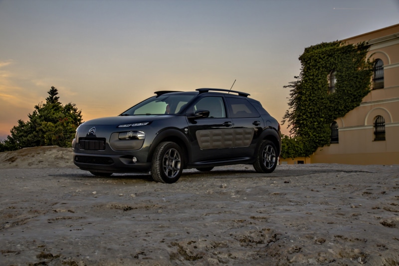 land vehicle, cagliari, car, road, plant, stationary, nature, no people, tree, building exterior, parking, built structure, Citroen C4 Cactus, retro styled
