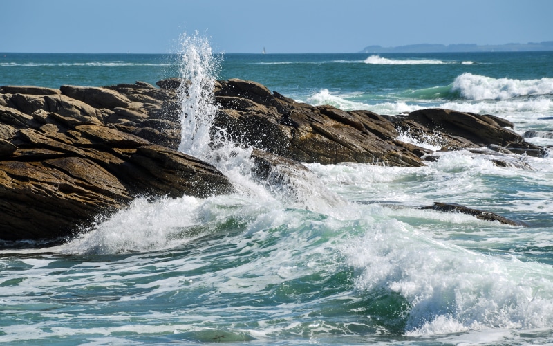 horizon over water, sport, rocks, nature, ocean, solid, surf, motion, Brittany, quiberon, scenics - nature, beach, coastline, horizon, Rock, Scum, Wave